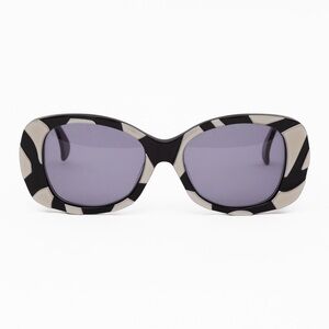 Alain Mikli Vintage 90s Black & Pearly White Abstract Animal Print Sunglasses